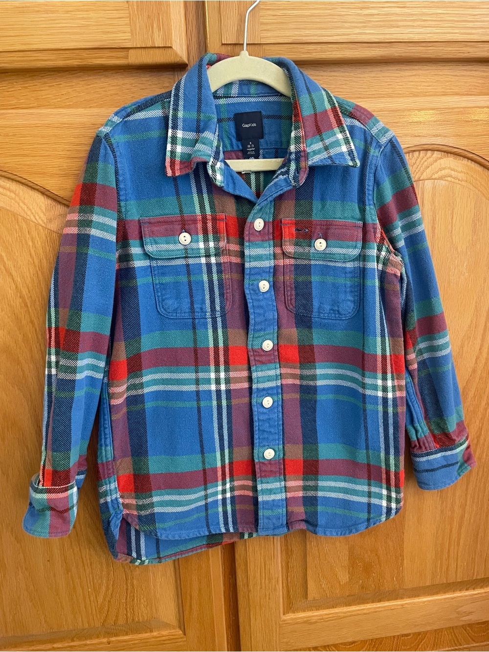 GAP Plaid Button-Down Shirt in Blue, Red, Green